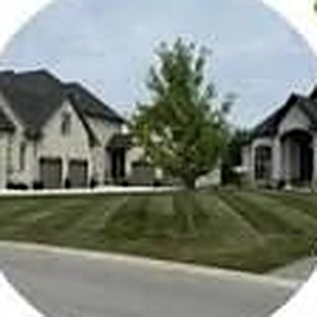Freshly striped front lawn at a home in London, Ontario
